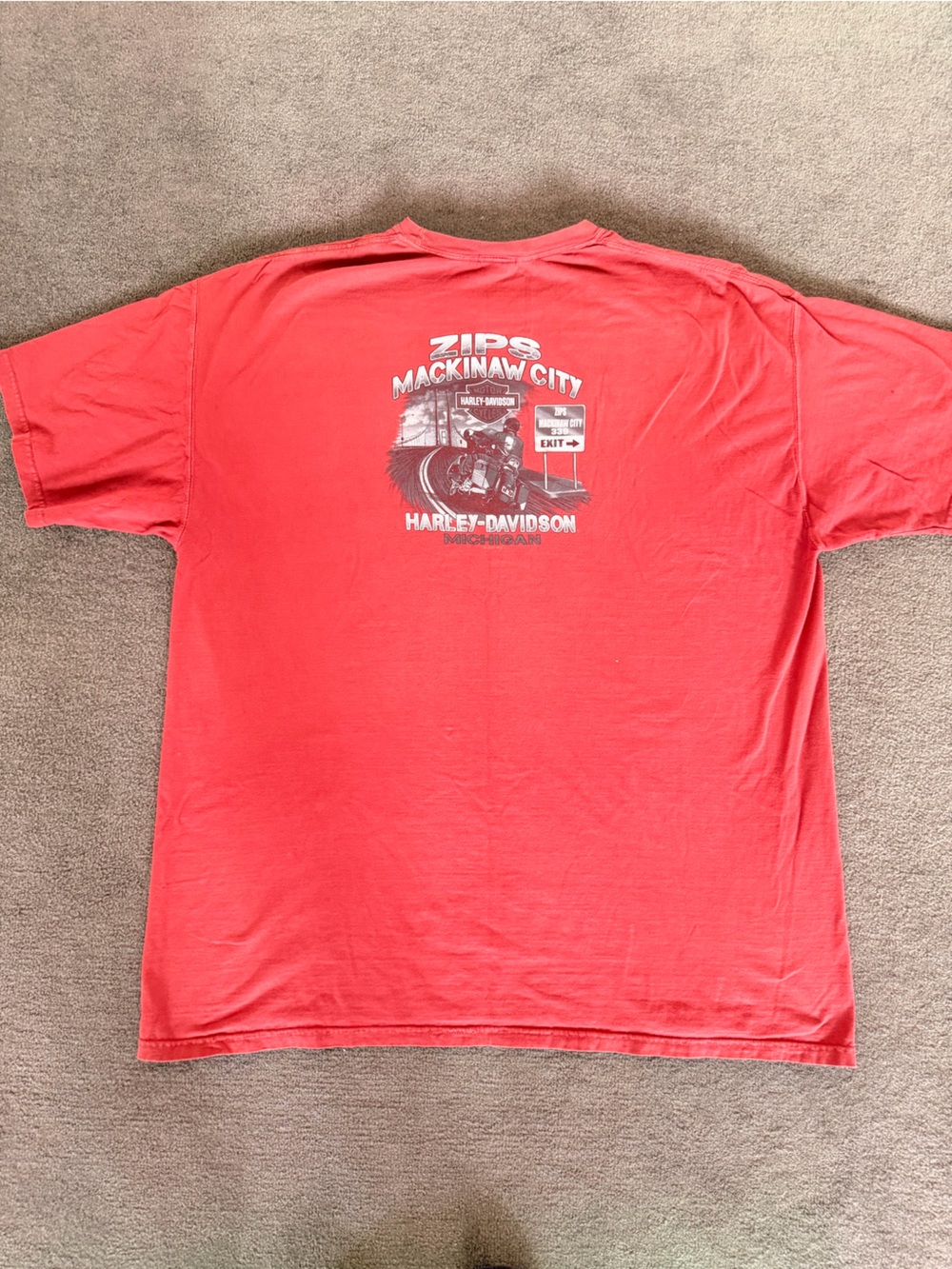 Vintage Harley-Davidson Zips Mackinaw City Michigan Graphic T-Shirt  Size 2XL
